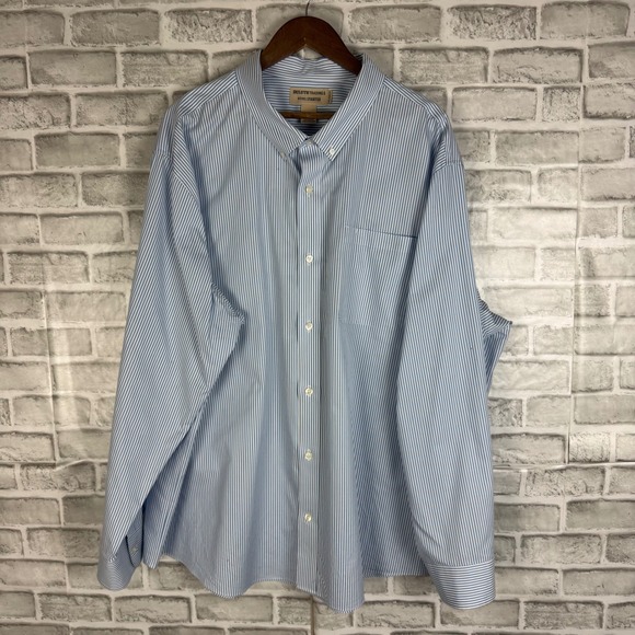 Duluth Trading Co Other - Duluth Trading Co Wrinklefighter Shirt Mens 3XL Light Blue Striped Relaxed Fit